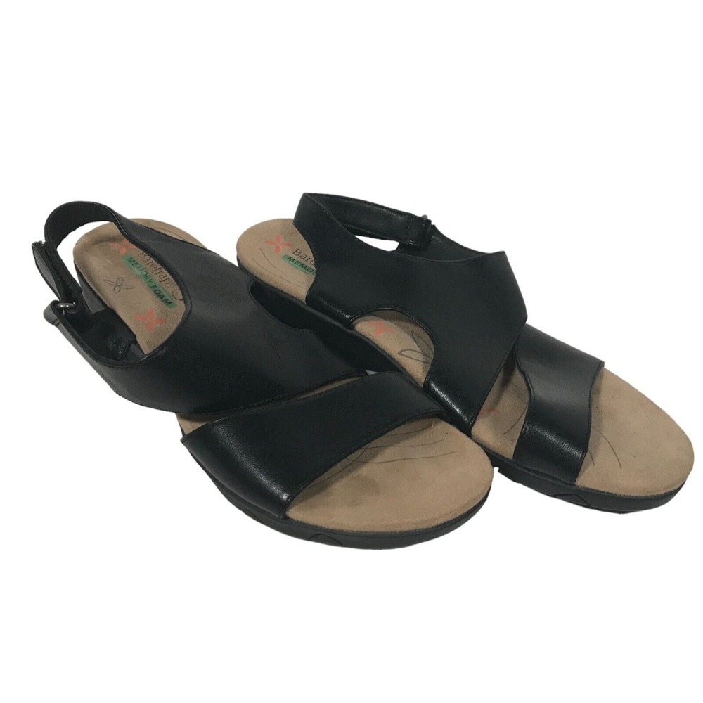 Baretraps Womens 8M Hooked Black Strappy Sandals Memory Foam Adjustable Comfort